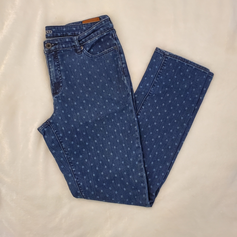 Lands' End Blue Patterned Women's Straight Leg Jeans